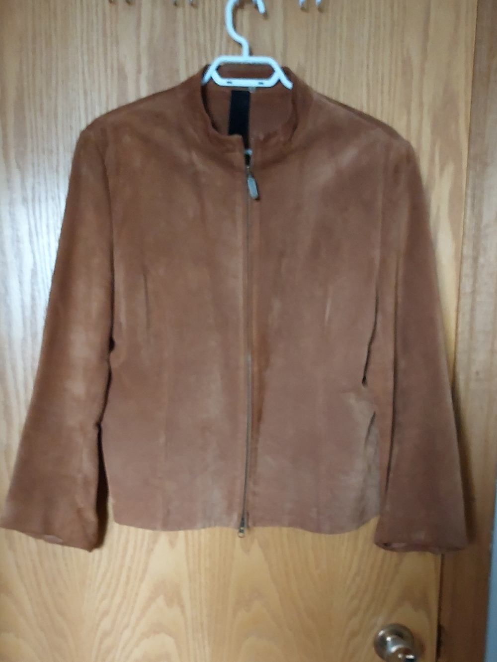 Women's Suede Zip-Front Jacket - Brown